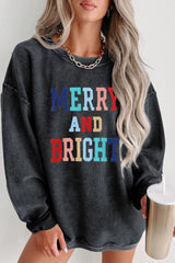 Schwarzes MERRY BRIGHT Sweatshirt mit bestickter Kordelgrafik