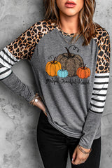 Graphic Striped Raglan Sleeves Top