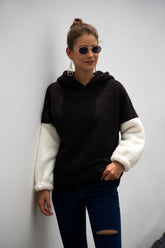 Contrast Dropped Shoulder Teddy Hoodie