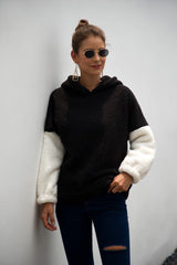 Contrast Dropped Shoulder Teddy Hoodie