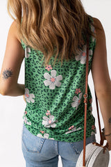 Bedrucktes Tanktop mit seitlichem Schlitz und Rundhalsausschnitt