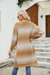 Gradient Rib-Knit Open Front Longline Cardigan