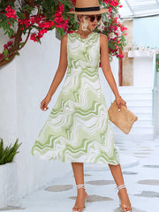 Robe imprimée sans manches à col bénitier