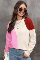 Pullover mit Farbblockdesign, gerippten Bündchen und überschnittener Schulter