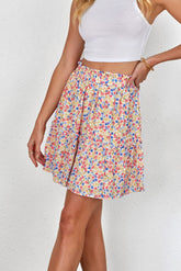 Floral Print Elastic Waist Skirt