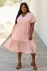 HEYSON Baby Full Size Kimono Sleeve Midi Dress in Peach