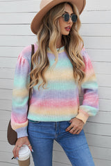 Pullover mit Streifenmuster und Bischofsärmeln