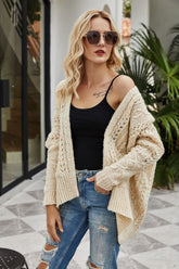 Cardigan mit geripptem Saum und offener Vorderseite