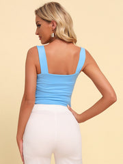 Ärmelloses Strickoberteil mit quadratischem Ausschnitt