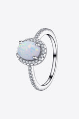 Opal 925 Sterling Silber Halo Ring