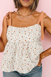 Babydoll-Camisole mit Blumenmuster und Schulterschnürung
