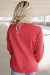 Rotes Chenille-Sweatshirt „MERRY Christmas“ mit Raglanärmeln und Grafik
