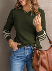 Haut en tricot rayé à col rond et manches longues
