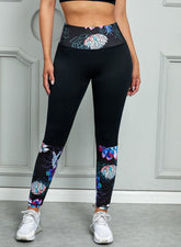 Bedruckte Active-Leggings mit breiter Taille