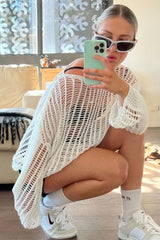 Cache-maillot à manches longues et col bateau ajouré