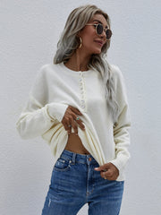 Pull Henley à manches longues et demi-boutons