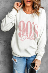 Sweatshirt mit überschnittenen Schultern und BABE-Grafik im Stil der 90er