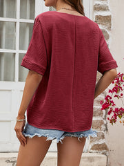 Textured Center Seam Half Sleeve Blouse