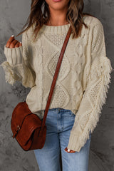 Pull à franges en maille torsadée