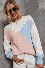 Strickpullover mit Farbblockdesign und überschnittener Schulter