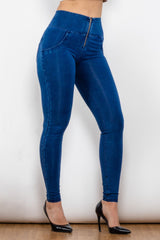 Skinny-Long-Jeans mit hohem Bund und Reißverschluss