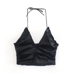 Débardeur slim à col en V et dos nu de couleur unie