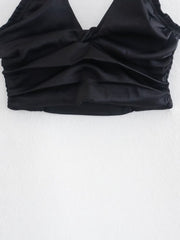 Débardeur slim à col en V et dos nu de couleur unie