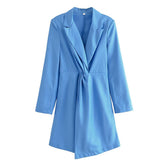 Robe à manches longues et col blazer irrégulièrement amincissant
