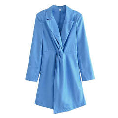 Early Irregularly Slimming Blazer Collar Long Sleeve Dress