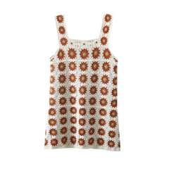 Elegant Square Collar Sleeveless Printed Pullover Sling Knitted Dress