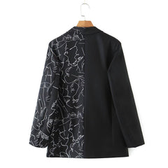 Fall Retro Loose Casual Printedable Blazer