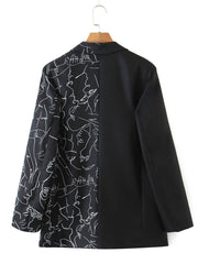 Fall Retro Loose Casual Printedable Blazer