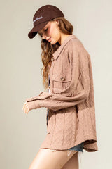 Strickjacke mit großer Tasche und Twist
