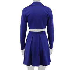 V-Ausschnitt, kurzer kleiner Blazer, einfarbig, hohe Taille, A-Linien-Rock, zweiteiliges Set