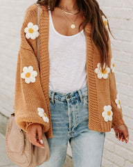 Floral Cardigan Lantern Sleeve Sweater Coat