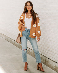 Floral Cardigan Lantern Sleeve Sweater Coat