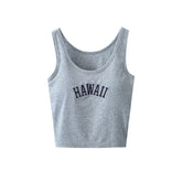 Einteiliges Brustpolster mit Buchstabengrafik-Stickerei, kurzes Camisole, Sportoberteil mit innerer Bodenbildung