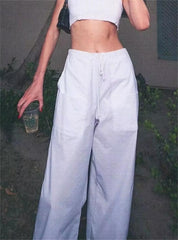 Pantalon de danse rétro ample et élégant avec cordon de serrage et jambes larges