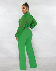 Durchsichtiger Chiffon-Strick-Jumpsuit