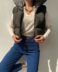 Sleeveless Zipped StCollar Cotton Vest Multi Color Slim Fit Cotton Padded Jacket Vest Top