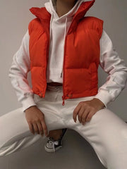 Sleeveless Zipped StCollar Cotton Vest Multi Color Slim Fit Cotton Padded Jacket Vest Top