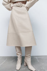 Minority Casual Faux Leather High Waist Skirt