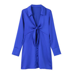 Bowknot Decoration Silkging Texture Dress