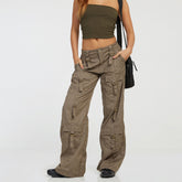 Casual Hosen Tasche Low Waist Jeans Retro Gerade Cargohose