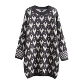 Pull décontracté à col rond et motif long pour Noël