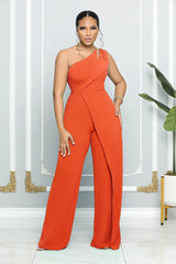 Sleeveless Single Shoulder Suspender High Waist Office Straight Jumpsuit