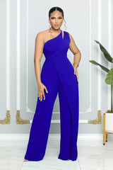 Sleeveless Single Shoulder Suspender High Waist Office Straight Jumpsuit
