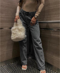 Zerrissene Slim-Fit-Jeans mit hoher Taille