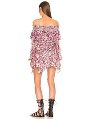 Daily Elegant Off Shoulder Long Sleeve Ruffle Smocked Romper