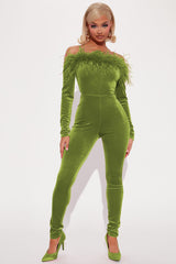 Schulterfreier Bodysuit mit Spaghettiträgern und schmaler Passform aus Samt mit Federn